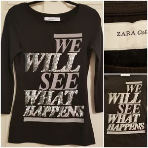 Sequined knit tshirt Zara /M